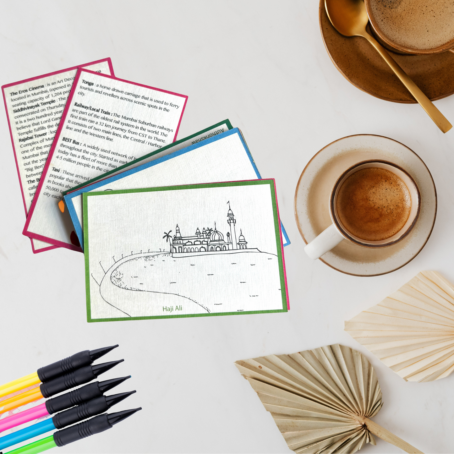 MUMBAI POSTCARDS 18 Iconic Coloring Postcards set