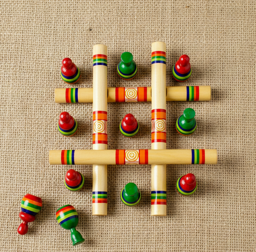 Tic Tac Toe - Handcrafted board game for Travel fun