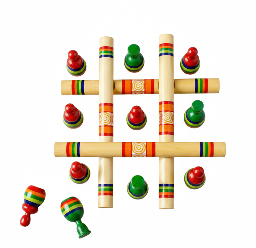 Tic Tac Toe - Handcrafted board game for Travel fun