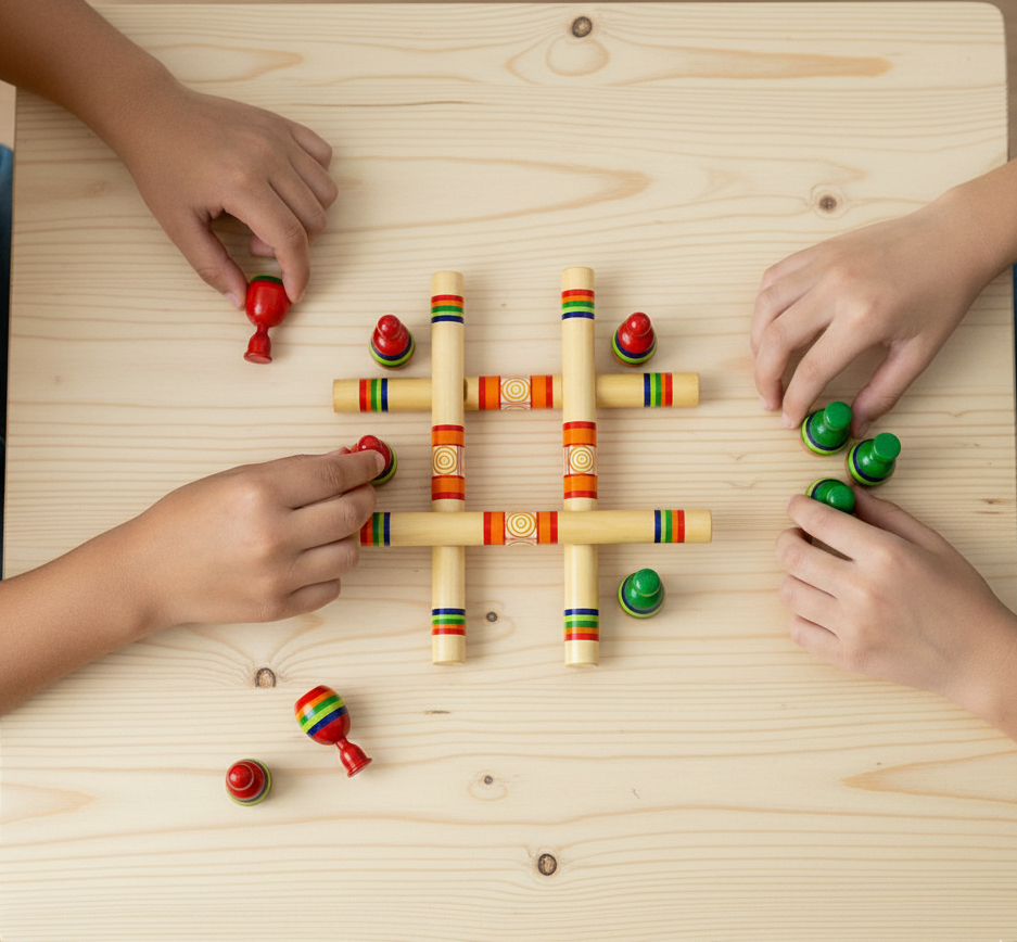 Tic Tac Toe - Handcrafted board game for Travel fun